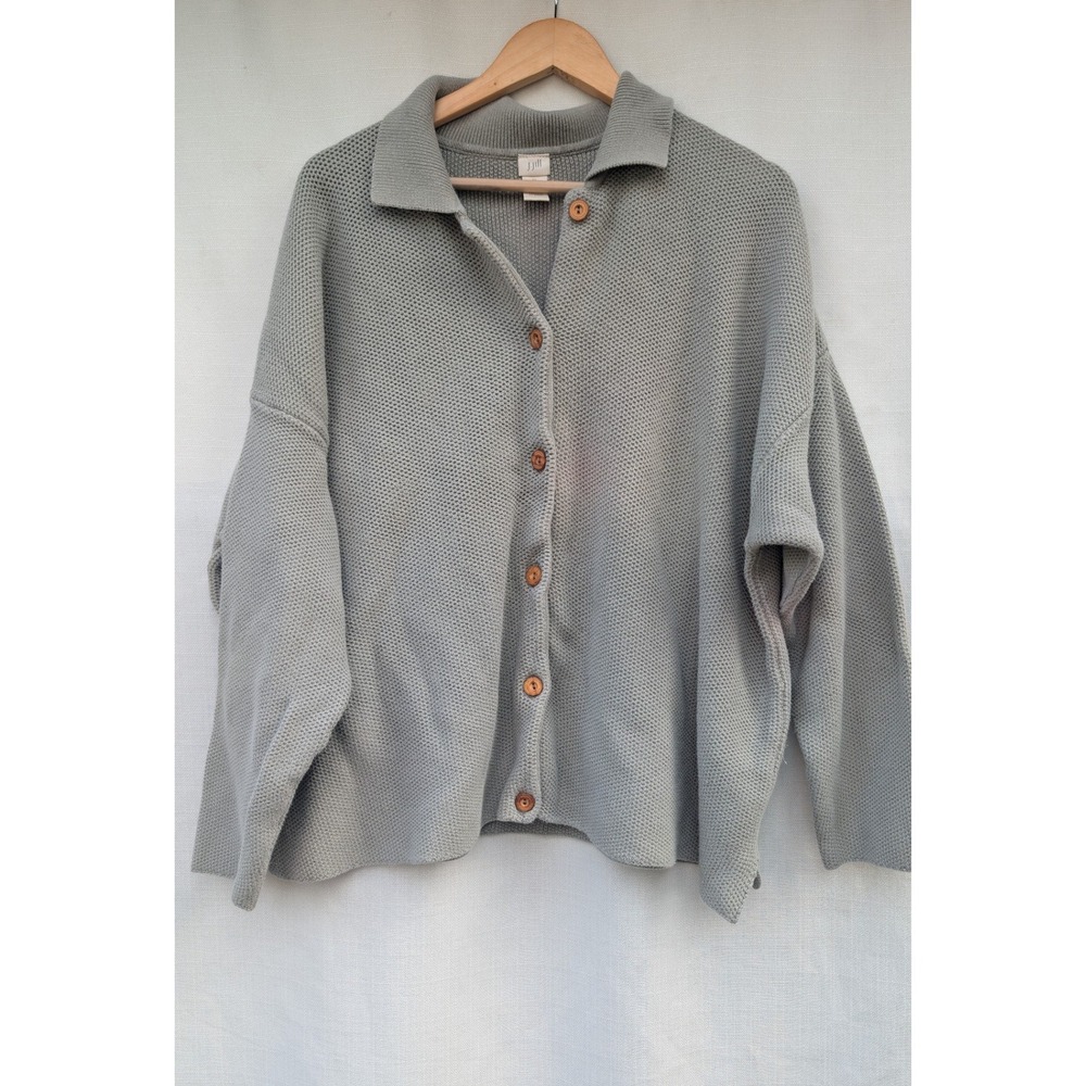 J. Jill Sage Green 100% Cotton Seed Stitch Button Front Cardigan Sweater XL
